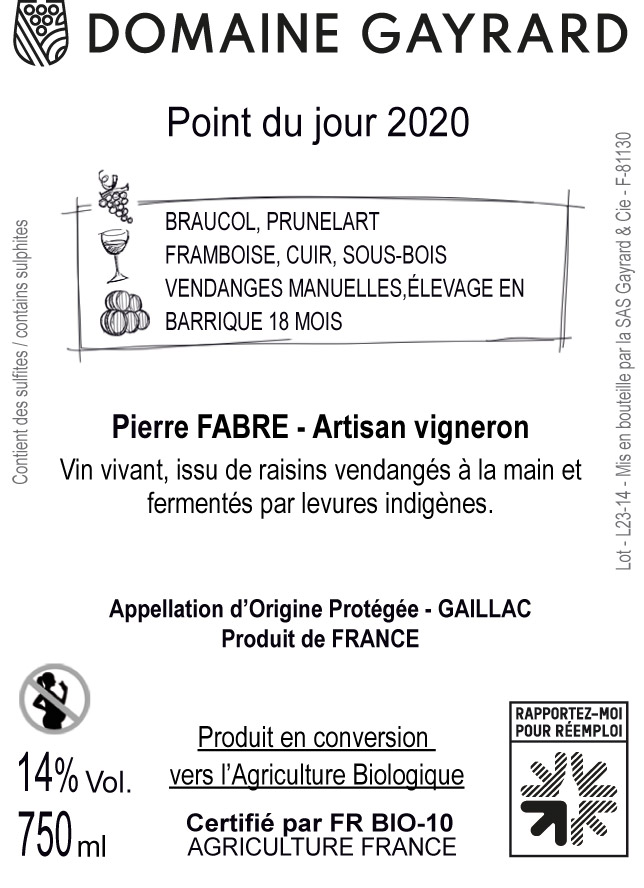 Contre étiquette - Point du jour 2020